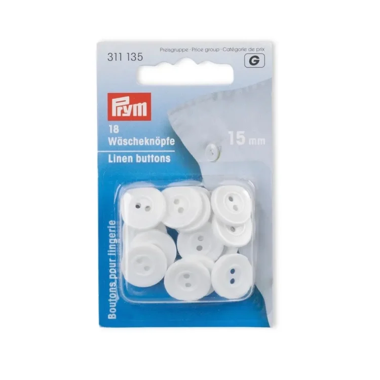 18 Wäscheknöpfe, 15 mm, weiss
