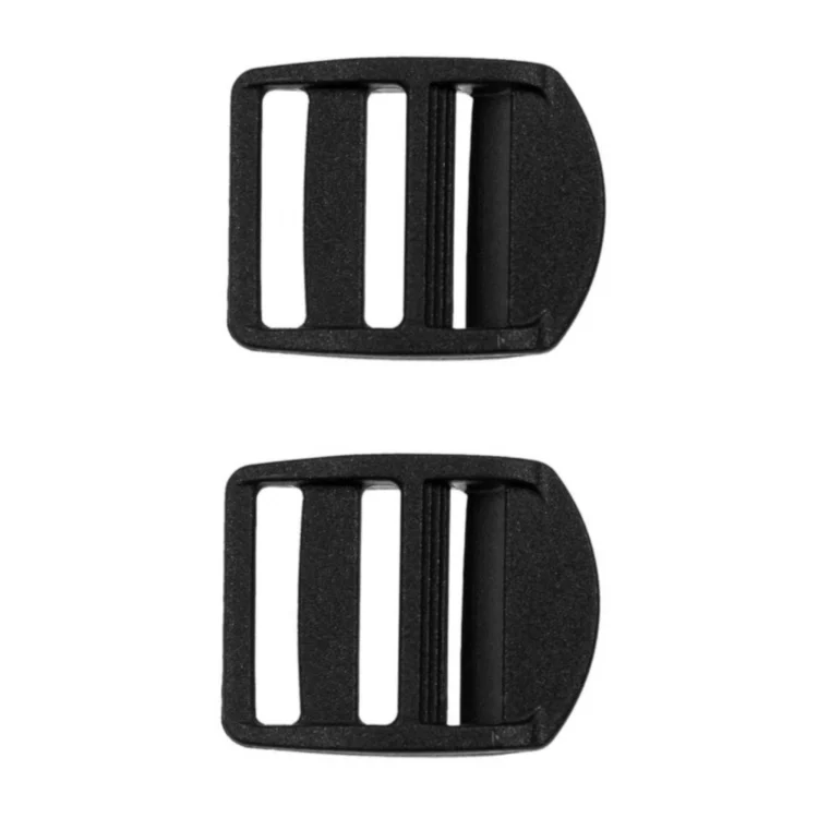 2 Klemm-Leiterschnallen, Gurtversteller 25 mm, schwarz