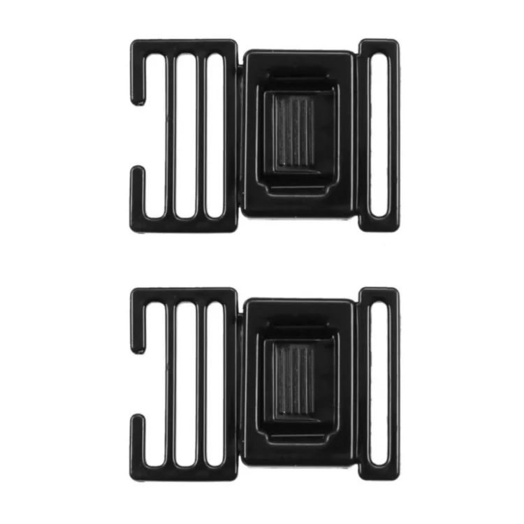 2 Steckschnallen flach, 25 mm, schwarz