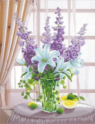 Lillies & Hollyhocks - Needleart World (Stickpackung)