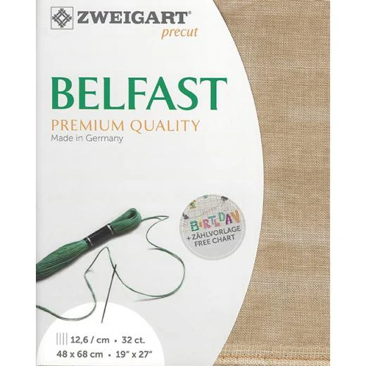 Zweigart Belfast 32ct - 3009 vintage milchkaffee (Precut)
