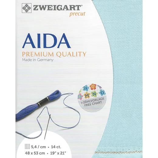 Zweigart Aida 14ct - Farbe 5146 aqua (Precut 48x53 cm)