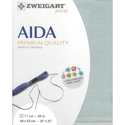 Zweigart Aida 18ct - Farbe 5018 mittelgrau (Precut 48x53 cm)