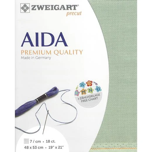 Zweigart Aida 18ct - Farbe 611 reseda (Precut 48x53 cm)