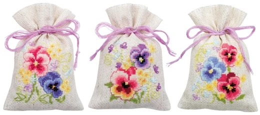Vervaco - Geschenksäckchen Stiefmütterchen 3er-Set