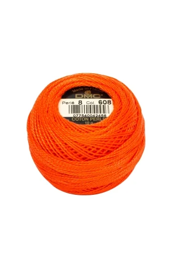 DMC Perlgarn Stärke 8 - 80 m – 608 orange leuchtend