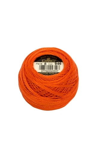 DMC Perlgarn Stärke 8 - 80 m – 946 orange mittel