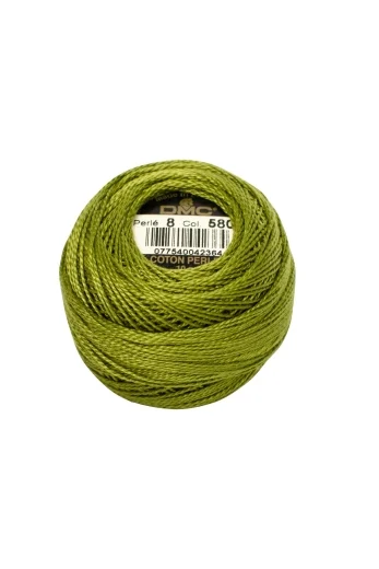 DMC Perlgarn Stärke 8 - 80 m – 580 moosgrün dunkel