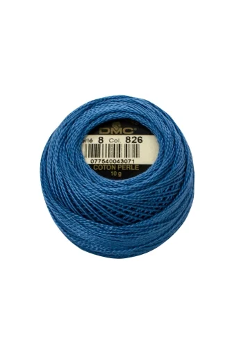 DMC Perlgarn Stärke 8 - 80 m – 826 blau mittel