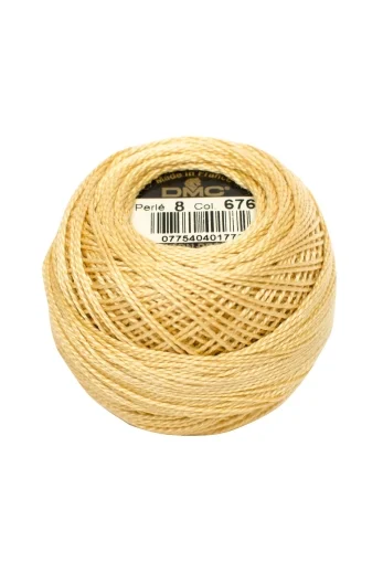 DMC Perlgarn Stärke 8 - 80 m – 676 altgold hell