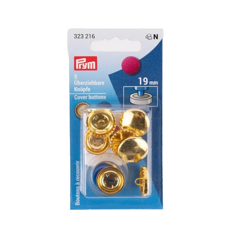 5 Überziehbare Knöpfe, 19 mm, gold