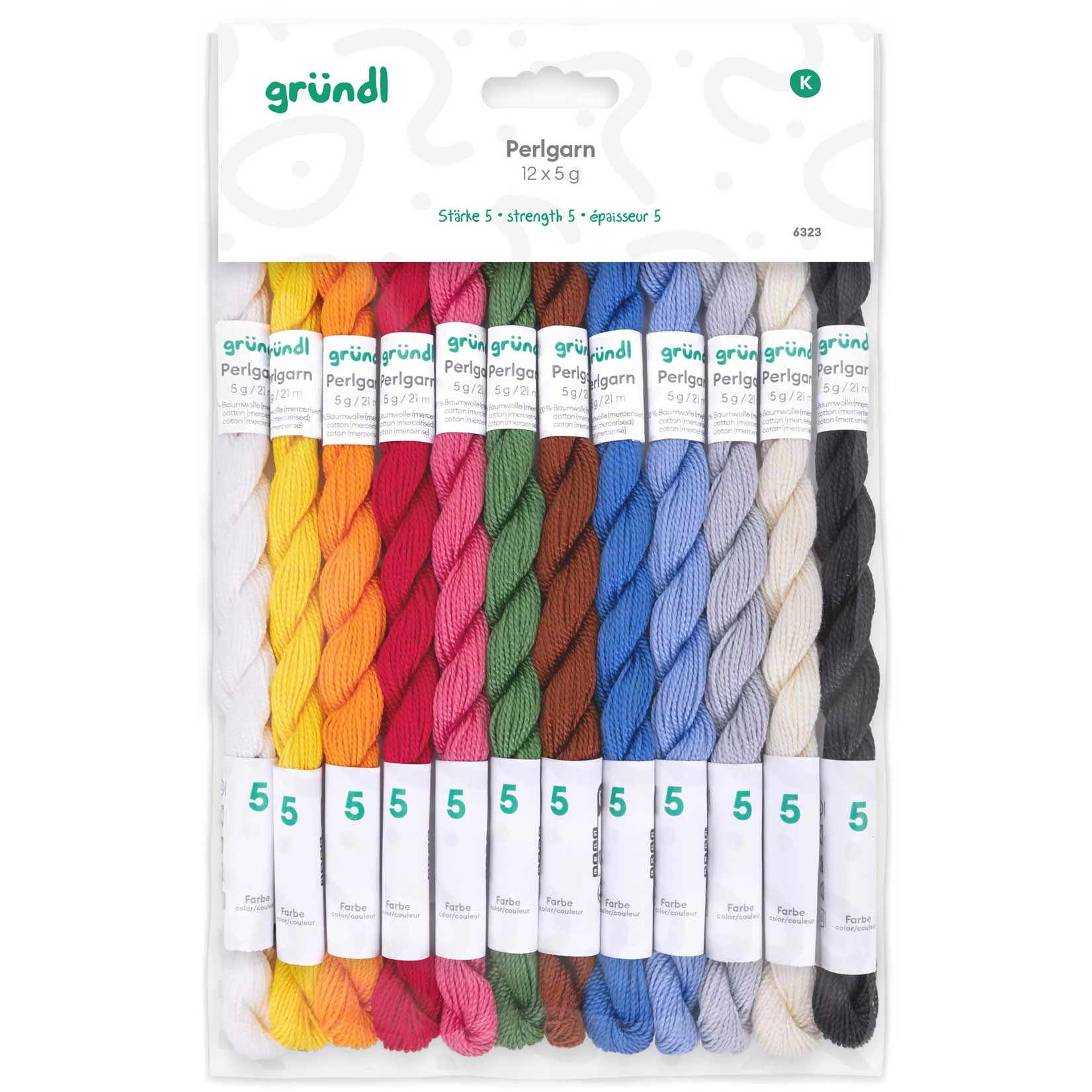 Perlgarn, 12 x 5 g, 12 Farben
