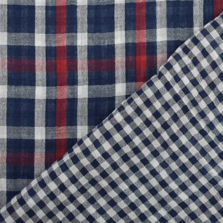 Baumwoll Musselin Doubleface Checks, marine