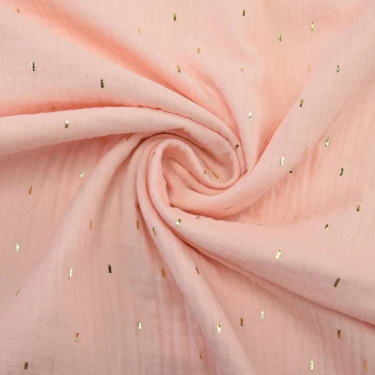 Baumwoll Musselin Golden Strips, rosé