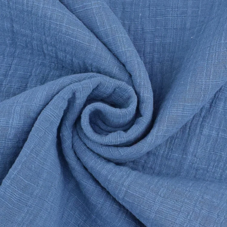Baumwoll Musselin Leinenlook, taubenblau