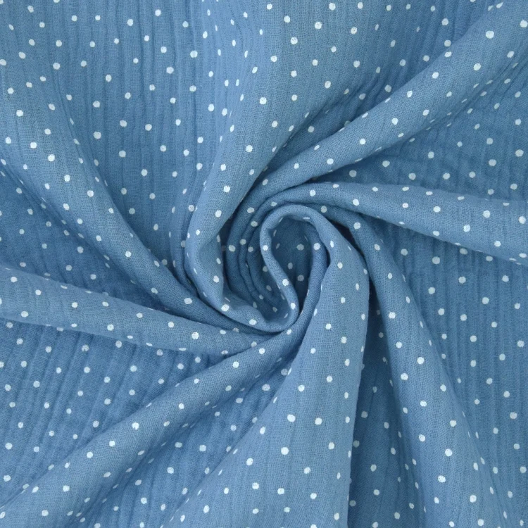 Baumwoll Musselin Little Dots, blaugrau