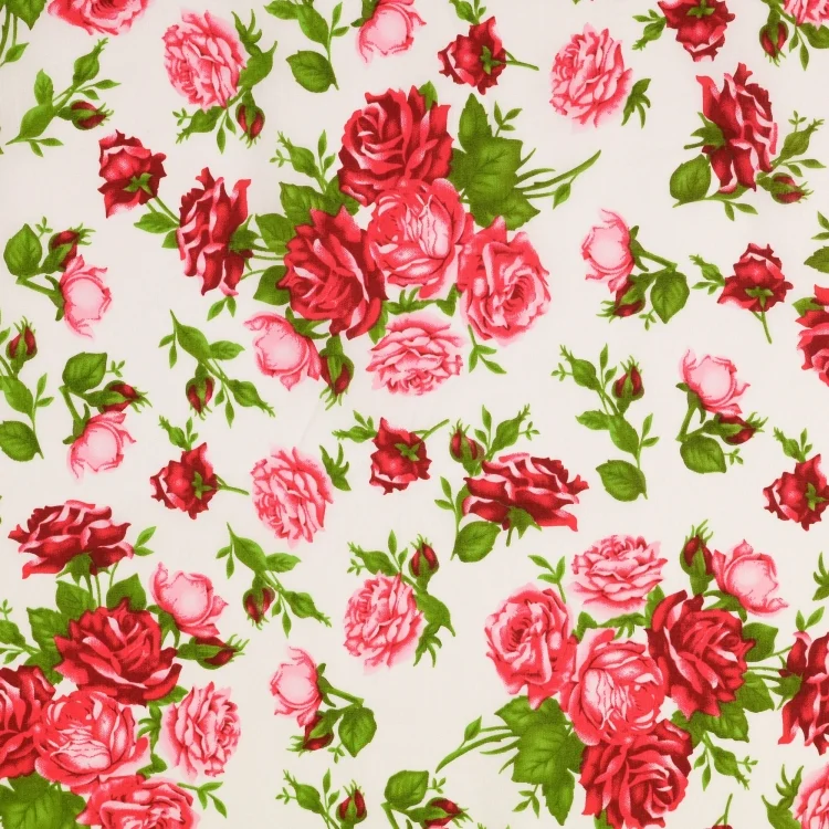 Baumwoll Popeline Lovely Rose, weiß