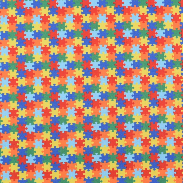 Baumwoll Popeline Puzzle, multicolor