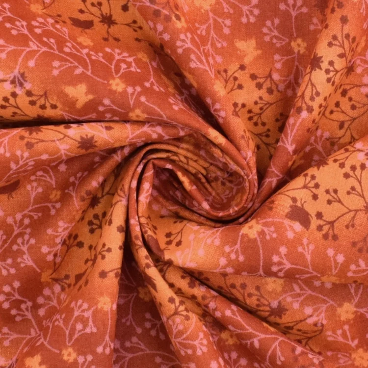Baumwoll Popeline Ranken 2, dunkelorange