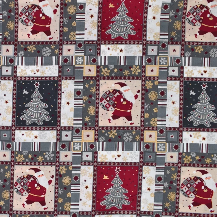 Baumwoll Popeline Weihnachtszeit, grau