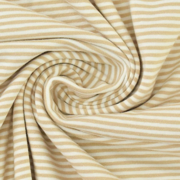 Baumwolljersey Emma gestreift, beige