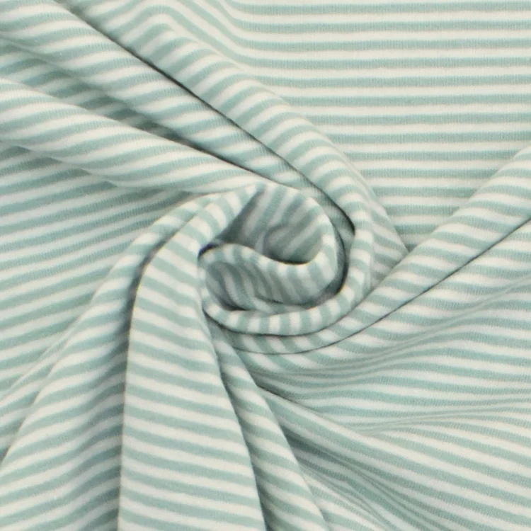Baumwolljersey Emma gestreift, pastellblau