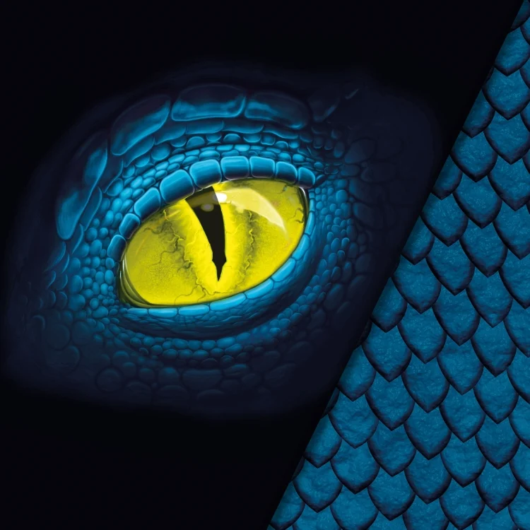 Baumwolljersey Malomi Panel Drache, blau 150 x 65 cm