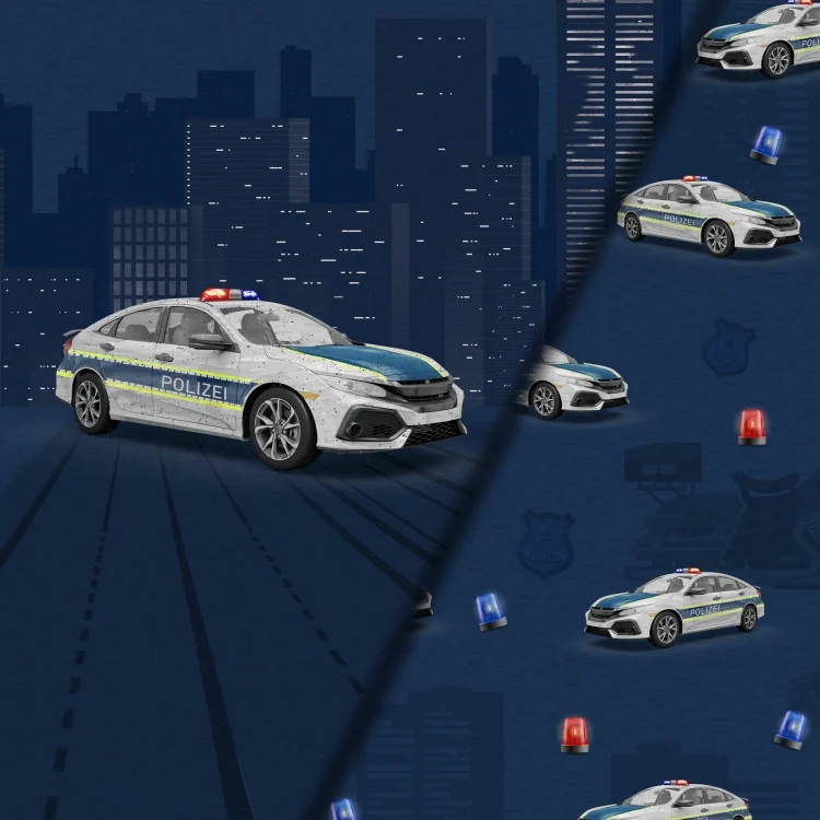 Baumwolljersey Malomi Panel Großstadtpolizei, nachtblau 150 x 65 cm