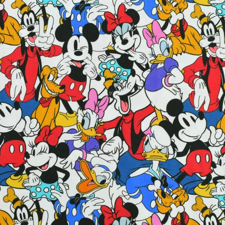 Baumwolljersey Mickey Mouse, wollweiss