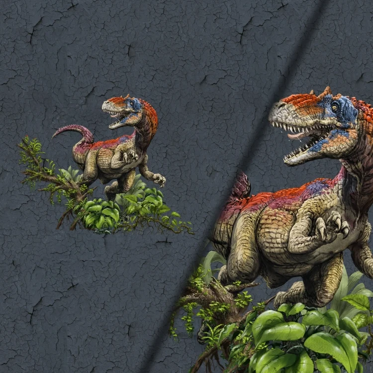 Baumwolljersey T-Rex World Panel Allosaurus 150 x 70 cm