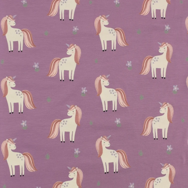 Baumwolljersey Unicorn Love, malve