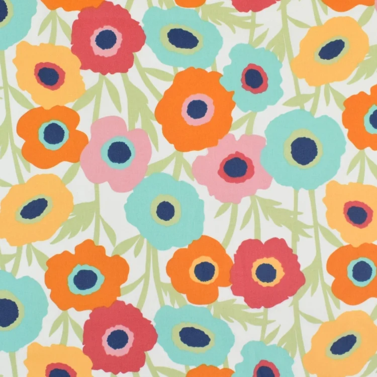 Beschichtete Baumwolle Flowers, wollweiss