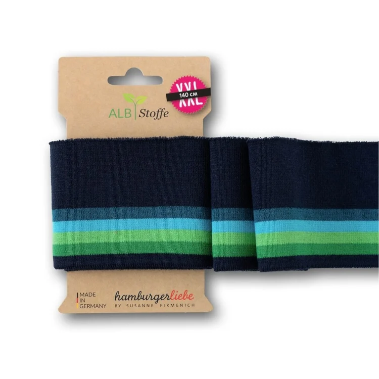 Cuff me College Albstoffe Hamburger Liebe Bio Bündchen XXL, marine - grün