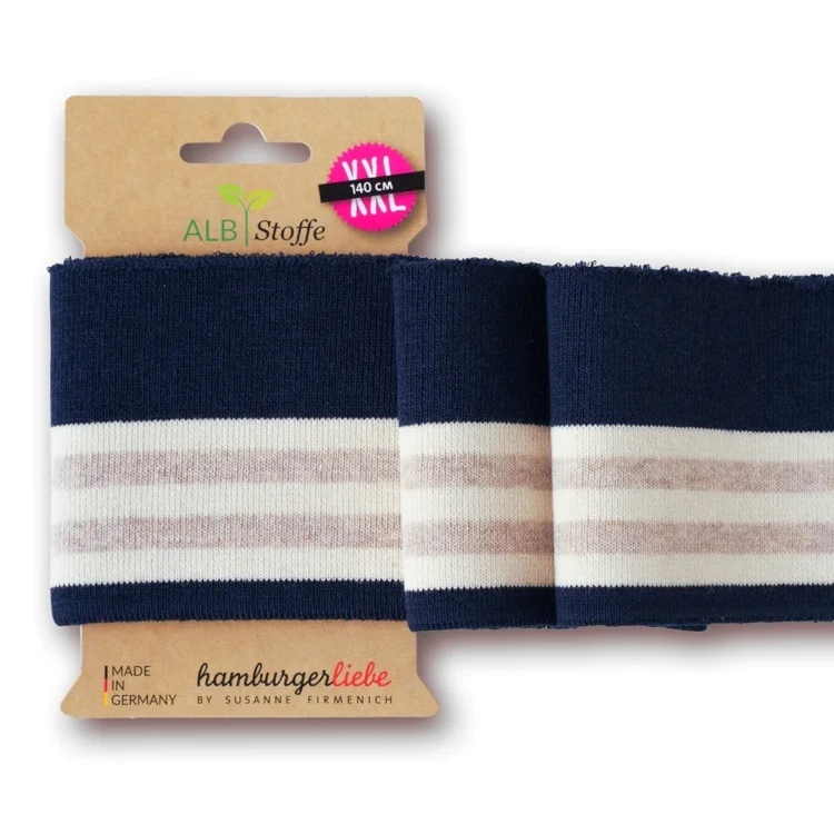 Cuff me College Albstoffe Hamburger Liebe Love Letters XXL, marine- creme