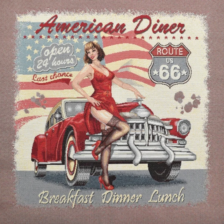 Dekostoff Gobelinstoff Panel American Diner, 46 x 46 cm