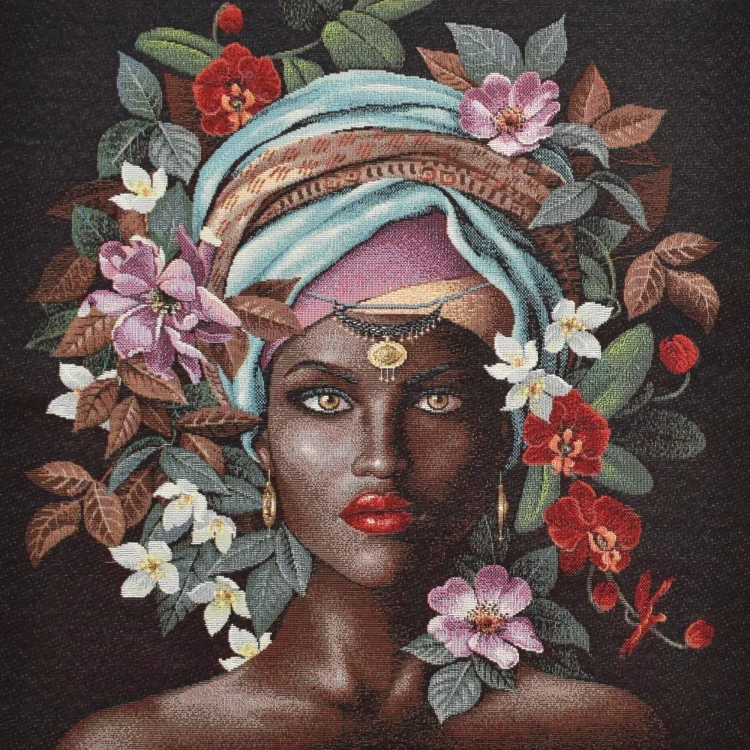 Dekostoff Gobelinstoff Panel Flower Lady, 46 x 46 cm