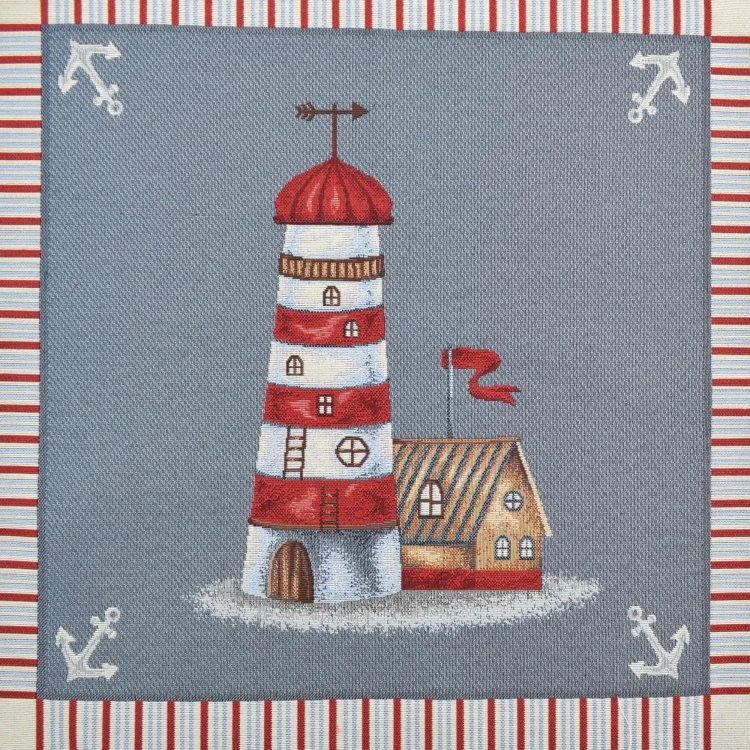 Dekostoff Gobelinstoff Panel Leuchtturm, 46 x 46 cm