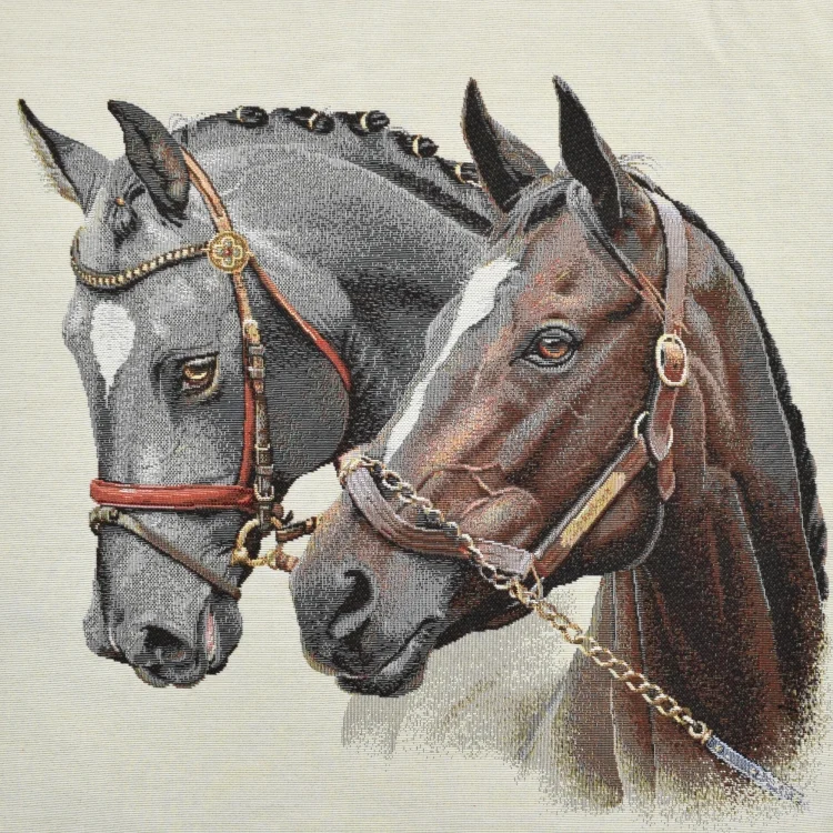 Dekostoff Gobelinstoff Panel Pferde, 46 x 46 cm