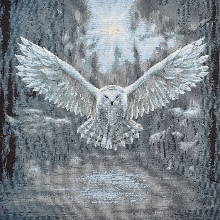 Dekostoff Gobelinstoff Panel Schneeeule, 46 x 46 cm