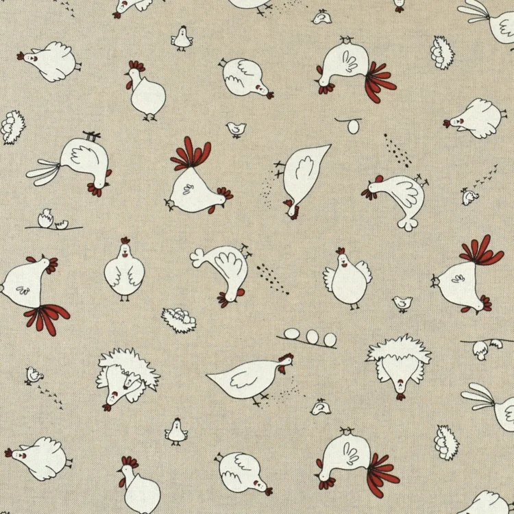 Dekostoff Halbpanama Chicken Family, natur