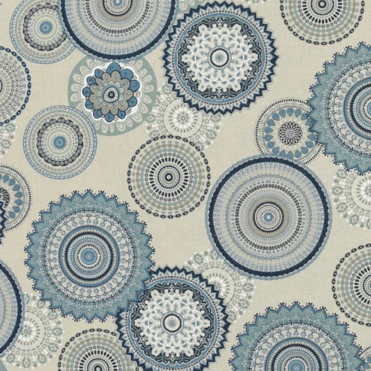 Dekostoff Halbpanama Mandala, blau