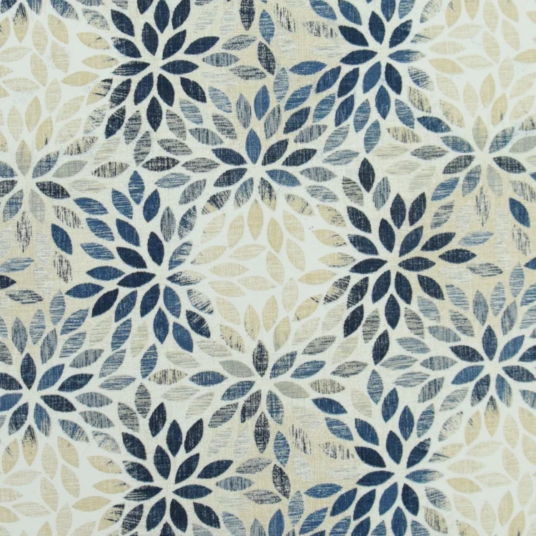 Dekostoff Ottoman Blattmandala, blau
