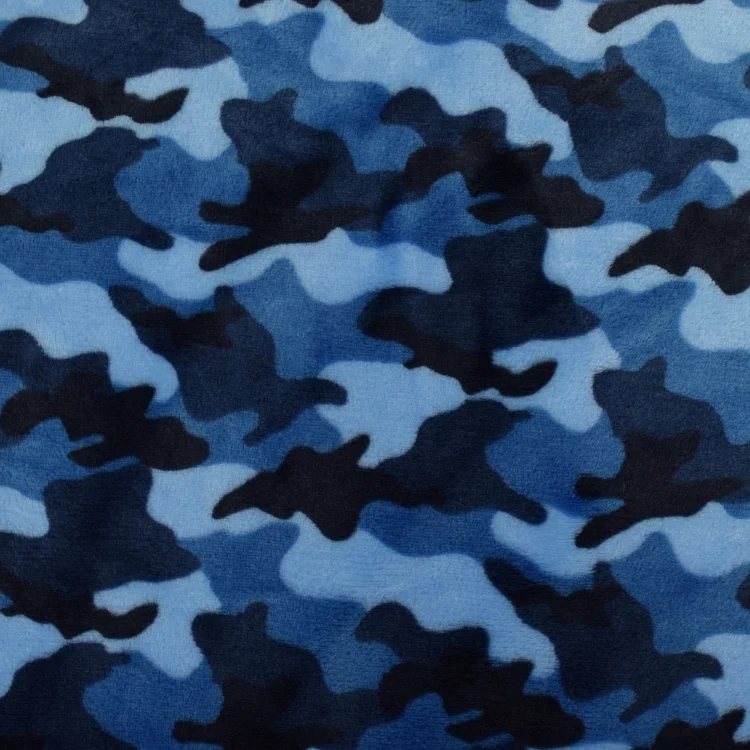 Flanell Fleece Camouflage, blau