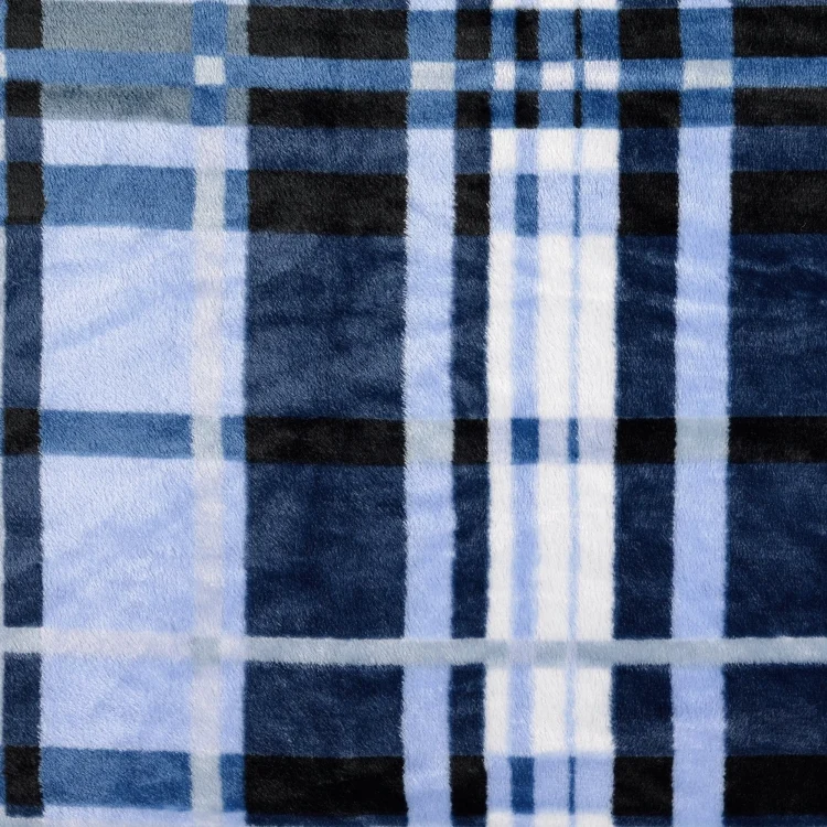 Flanell Fleece Karo, hellblau