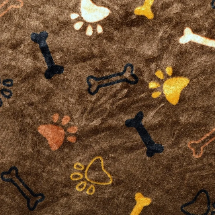 Flanell Fleece Paws and Bones, braun