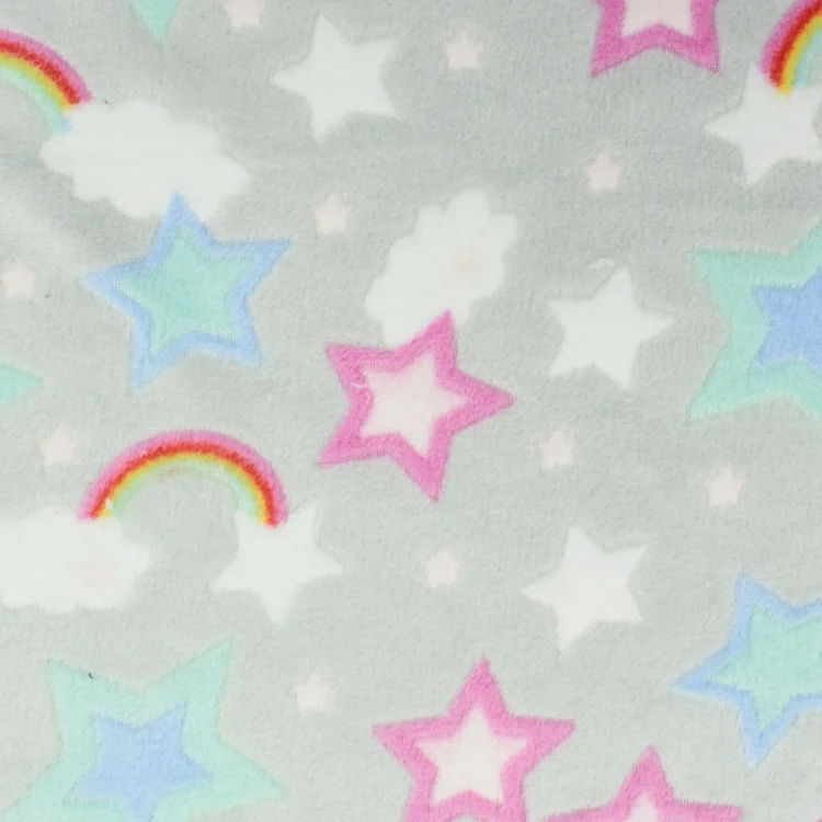 Flanell Fleece Rainbowland, silbergrau