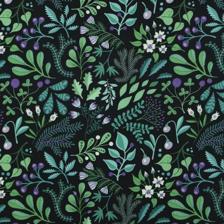 Funktionsjersey Albstoffe Hamburger Liebe Botanical Herbs, schwarz
