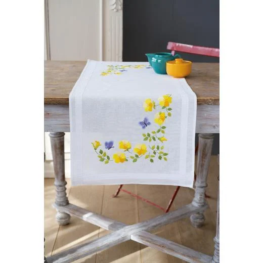 Vervaco - Läufer Frühlingsblumen vorgedruckt