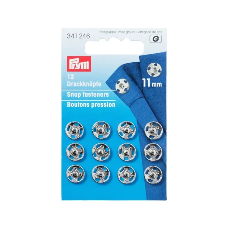 Prym 12 Annähdruckknöpfe, 11 mm, silber
