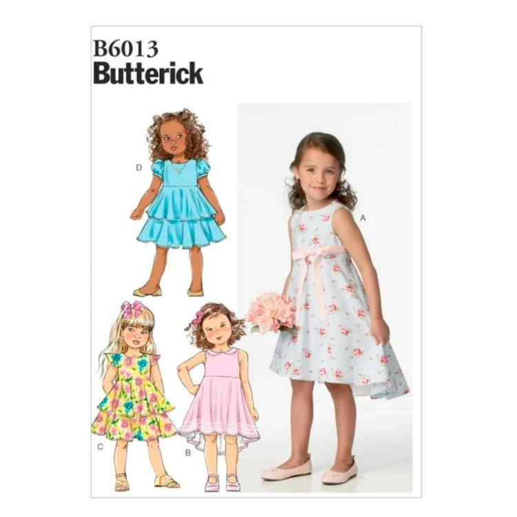 Schnittmuster Butterick 6013 Kinder Kleid, Gr. 122-134